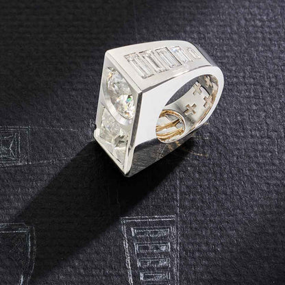 One-of-a-Kind Round Brilliant and Princess Cut Men's Ring