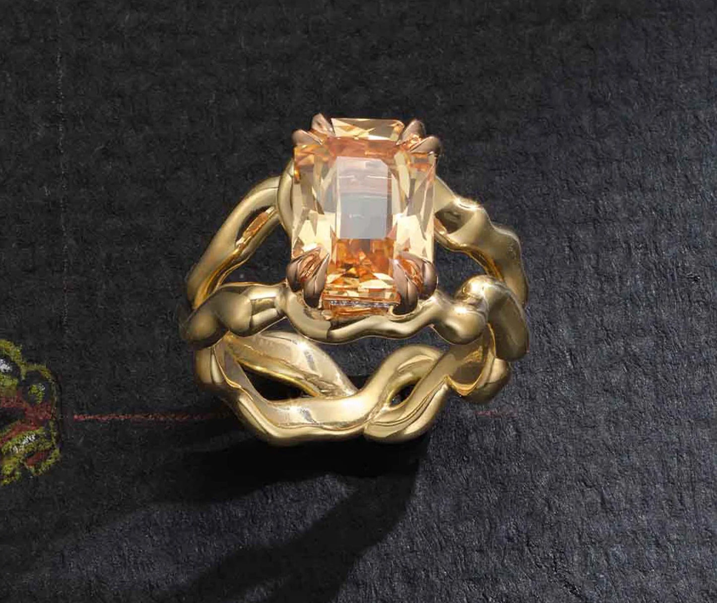 One-of-a-Kind Padparadscha Sapphire with Diamond Basket