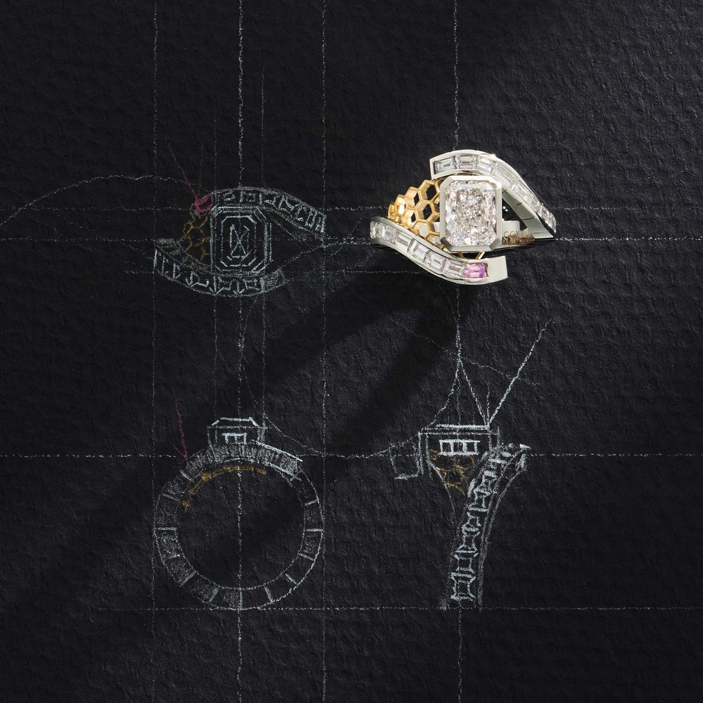 One-of-a-Kind Radiant Diamond Ring with Diamond Channel