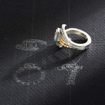 One-of-a-Kind Radiant Diamond Ring with Diamond Channel