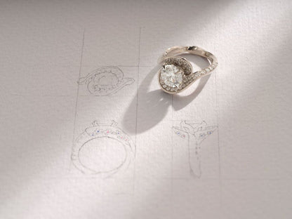 One-of-a-Kind Round Diamond with Double Diamond Halo and Diamond Pavé