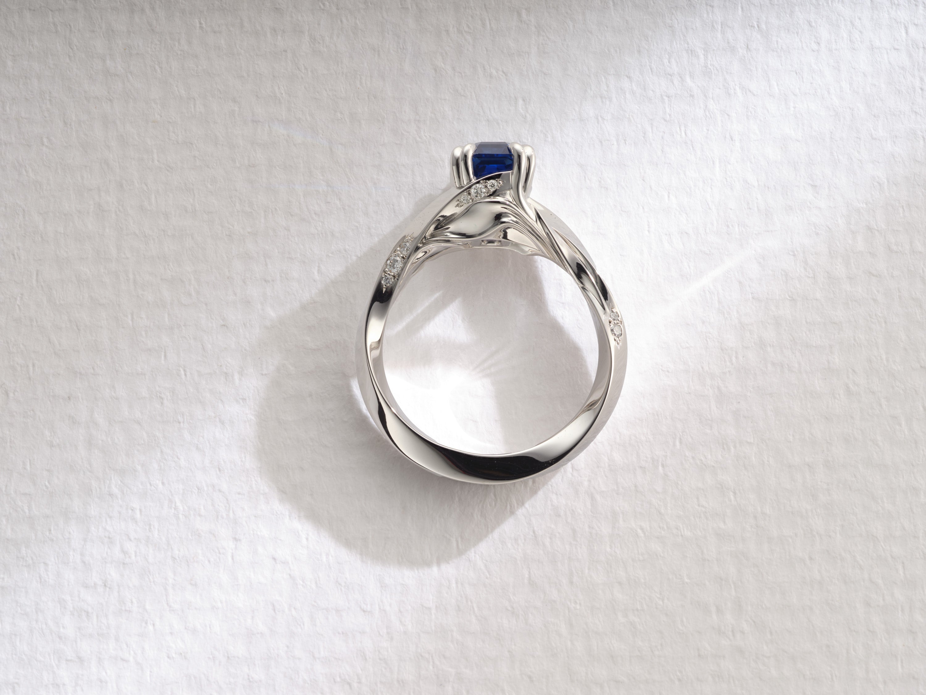 One-of-a-Kind Blue Sapphire Ring with Wave Detail