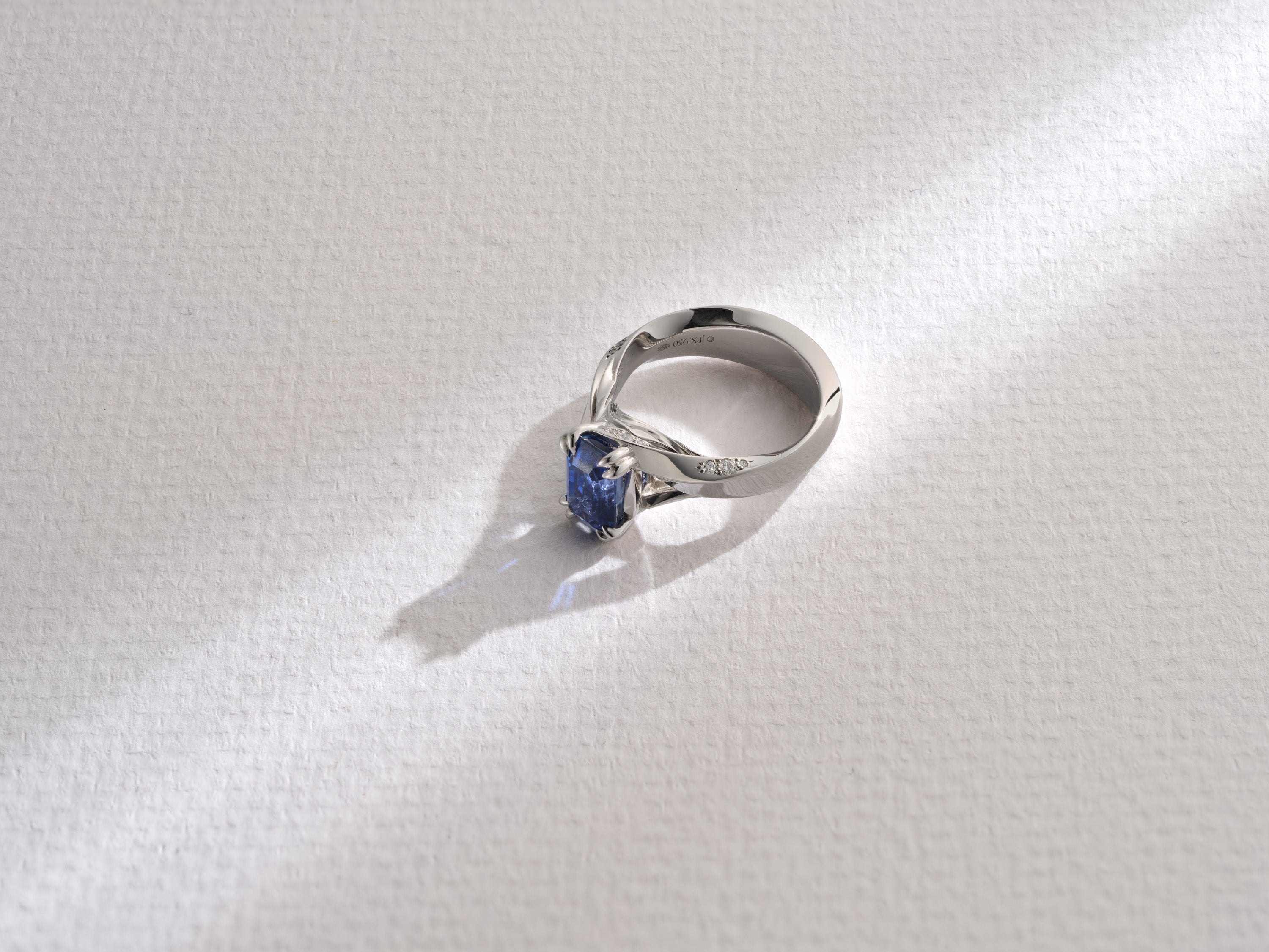 One-of-a-Kind Blue Sapphire Ring with Wave Detail