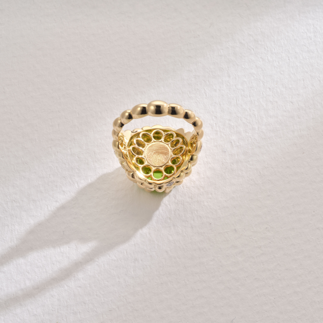 One-of-a-Kind Peridot Ring with Fingerprint Detail