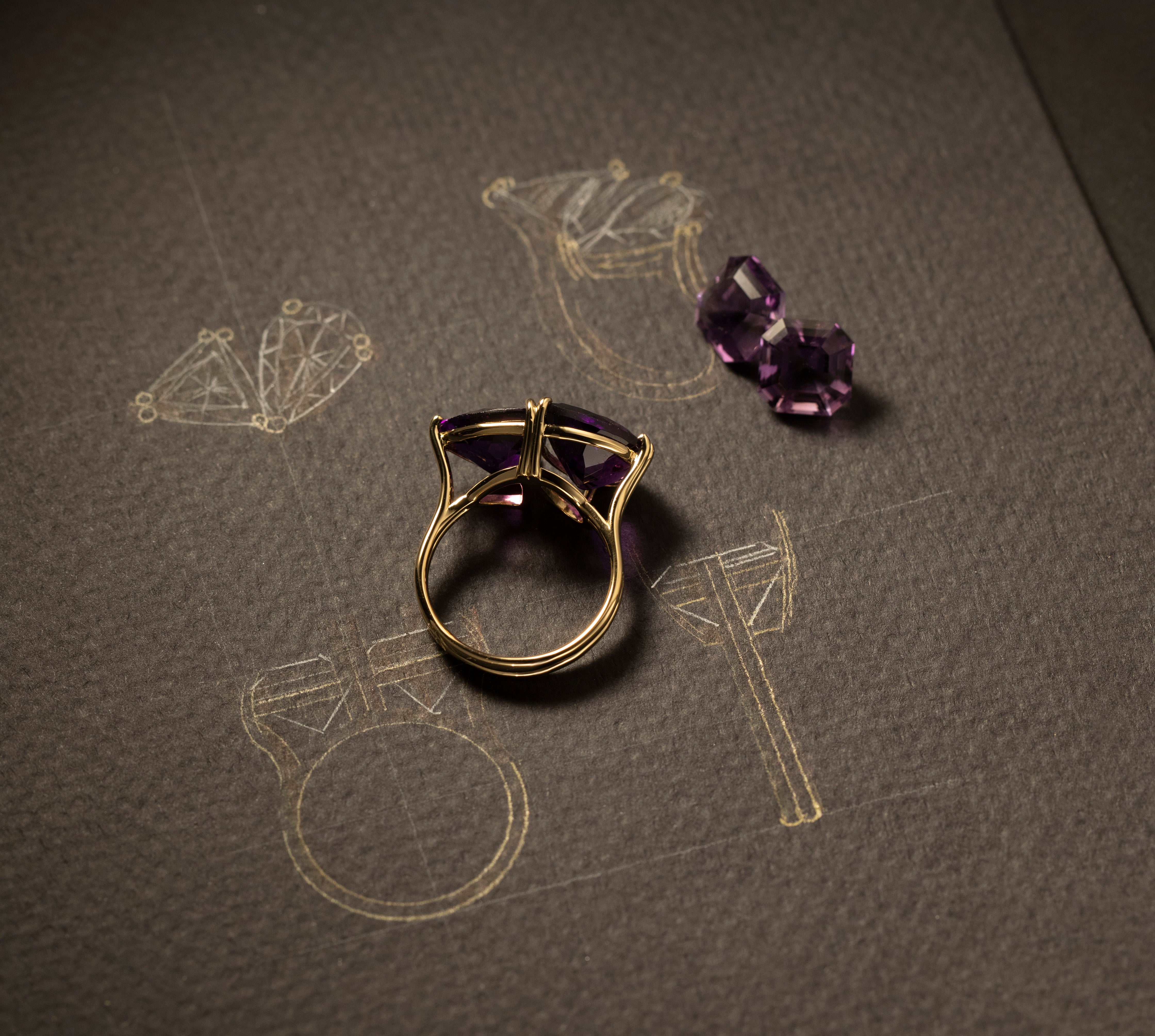 One-of-a-Kind Toi et Moi Purple Sapphire Ring