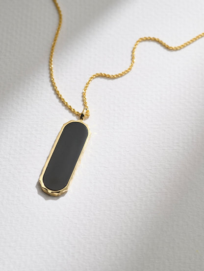 Alexis Cartouche Pendant in Black Jade