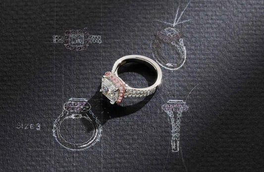 One-of-a-Kind Cushion Diamond Ring with Pink Diamond Pavé