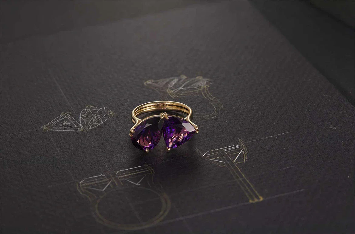 One-of-a-Kind Trillion and Pear Cut Amethyst