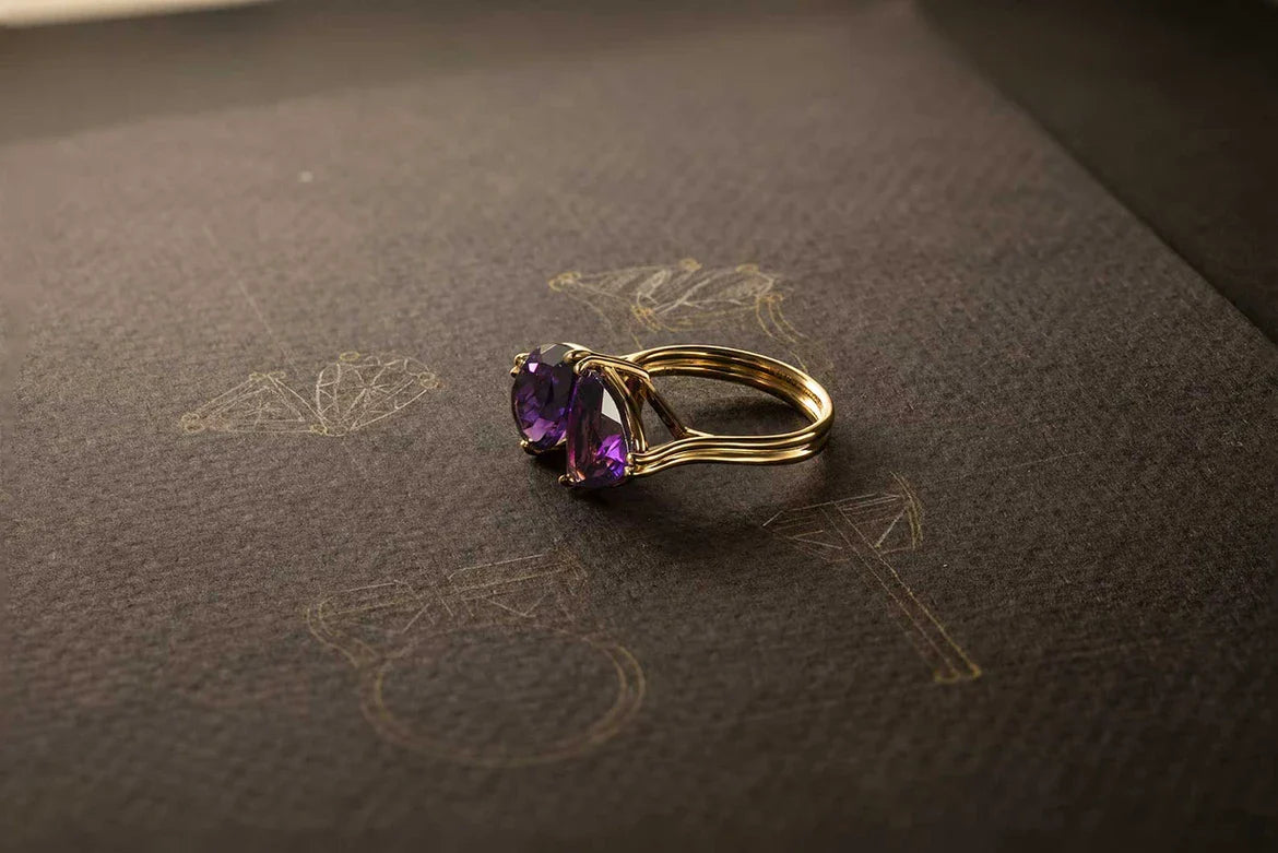 One-of-a-Kind Trillion and Pear Cut Amethyst