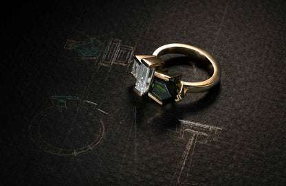 One-of-a-Kind Tourmaline and Diamond Baguette Ring