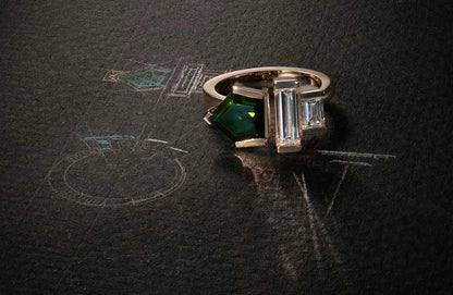 One-of-a-Kind Tourmaline and Diamond Baguette Ring