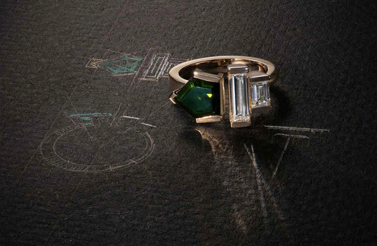 One-of-a-Kind Tourmaline and Diamond Baguette Ring